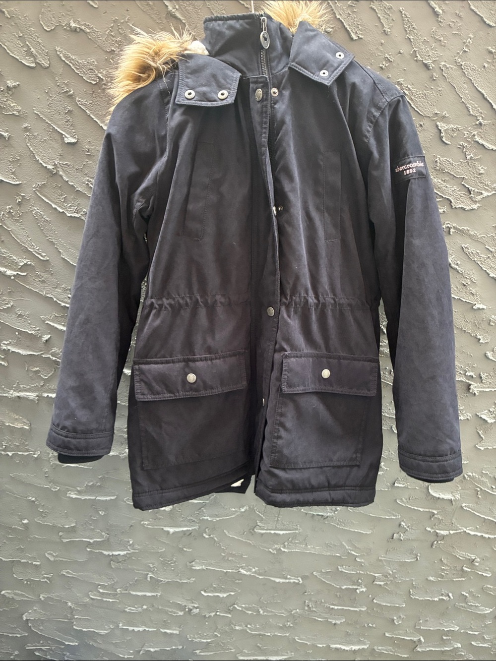 abercrombie kids Black Sherpa Jacket W/Hood Warm Athleisure Sz 16